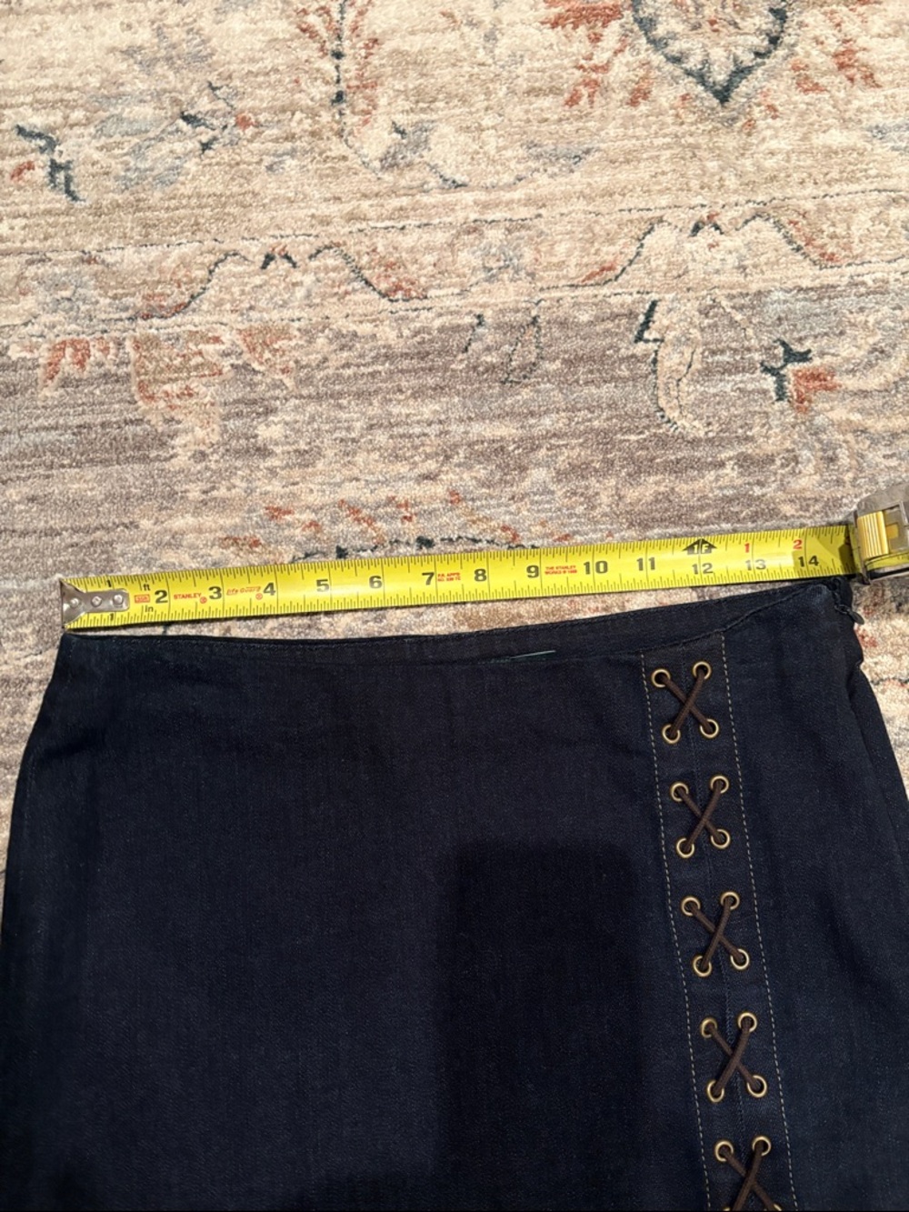 Lauren Ralph Lauren Navy Denim Lace-Up Pencil Skirt Size 2 - Picture 5 of 7